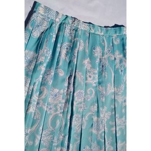 VTG 50's High Waisted Soft Blue Floral Pleated Zip Skirt